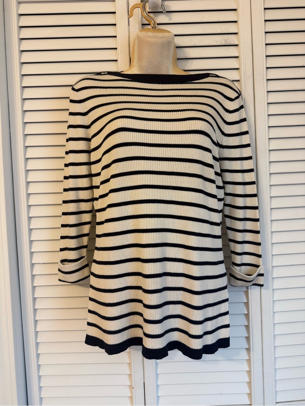 Brooks Brothers Womens Silk Boat Neck Nautical Breton Stripes Sweater XL Coastal